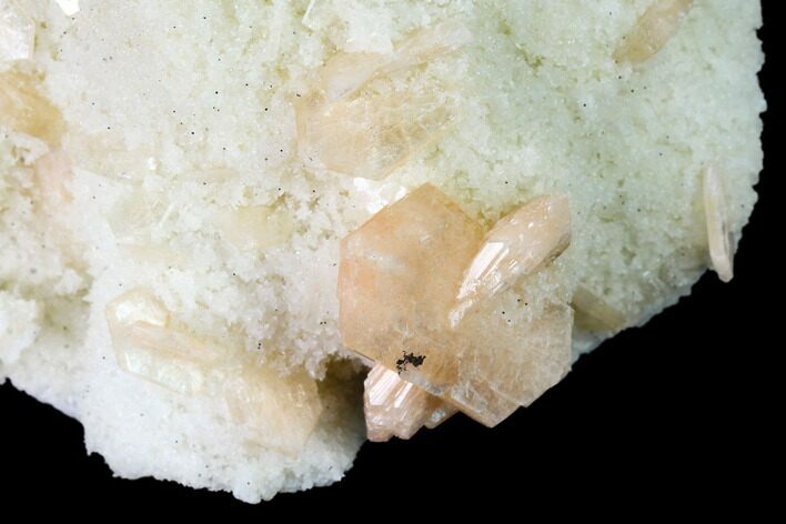 Peach Stilbite Crystals on Quartz - India #153189